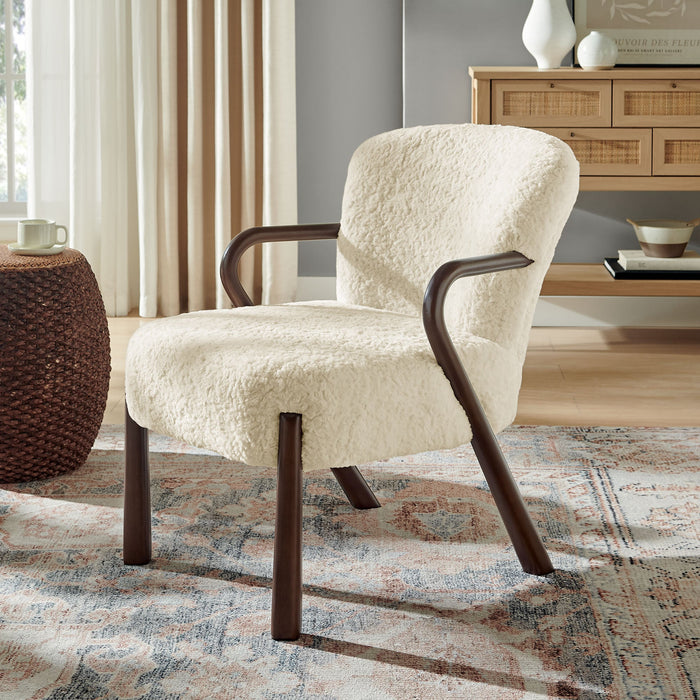 Arden Faux Shearling Accent Armchair Ecru