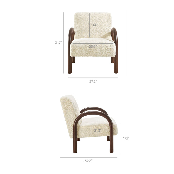 Lunet Faux Shearling Accent Armchair Ecru
