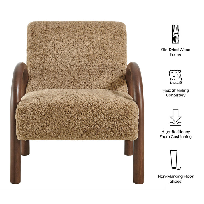 Lunet Faux Shearling Accent Armchair Sand