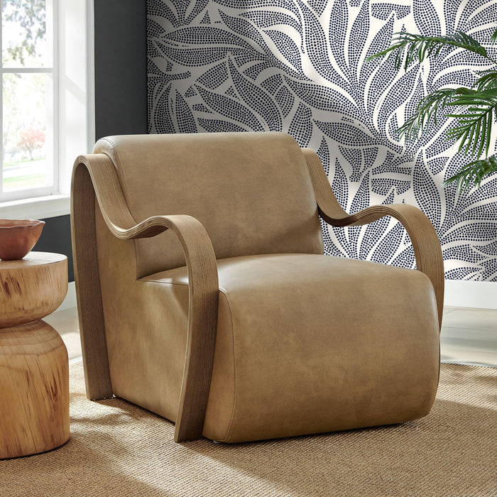 Atrium Vegan Leather Accent Armchair Toast