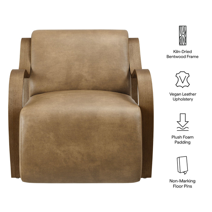Atrium Vegan Leather Accent Armchair Toast