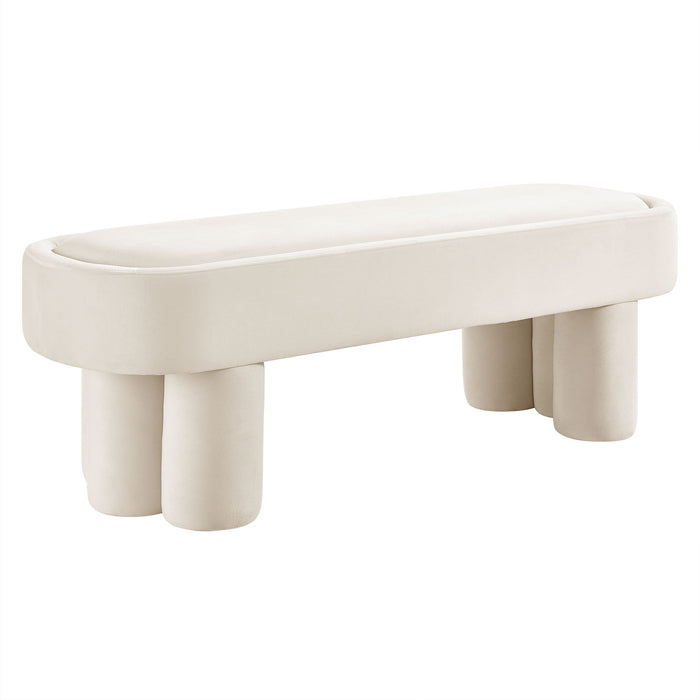 Mossi Oval Performance Velvet Accent Bench Alabster