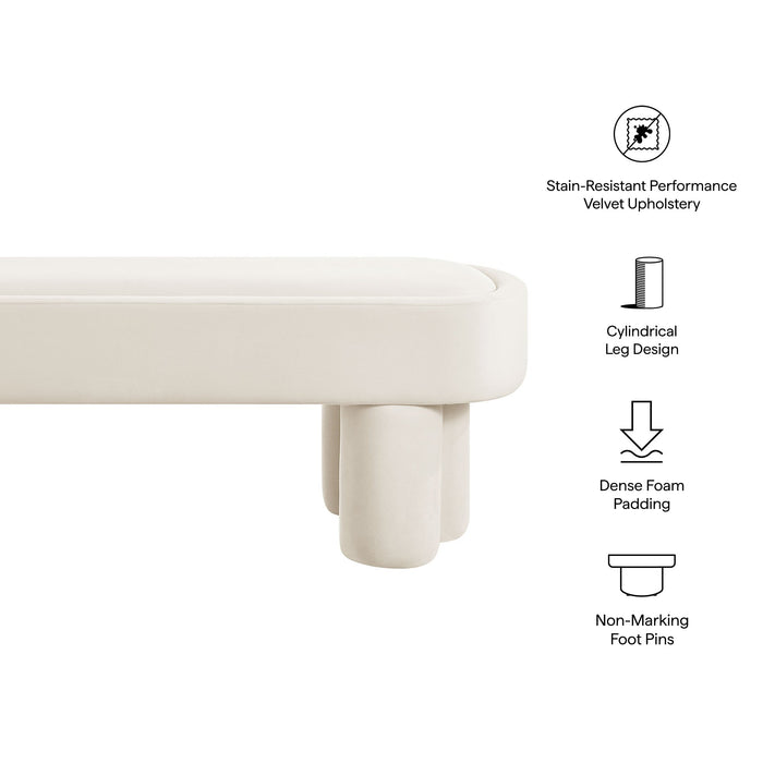 Mossi Oval Performance Velvet Accent Bench Alabster