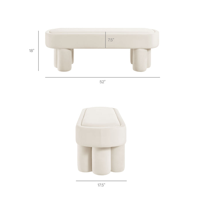 Mossi Oval Performance Velvet Accent Bench Alabster