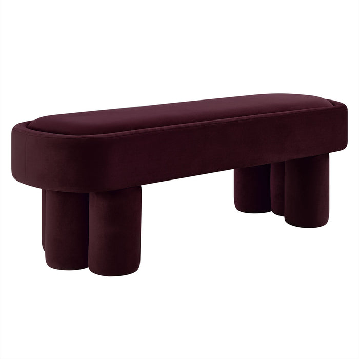 Mossi Oval Performance Velvet Accent Bench Mulberry
