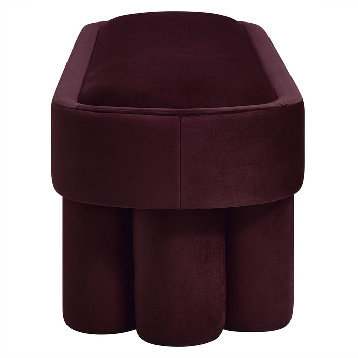 Mossi Oval Performance Velvet Accent Bench Mulberry