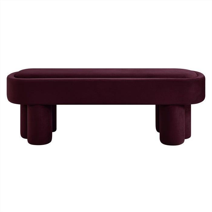 Mossi Oval Performance Velvet Accent Bench Mulberry
