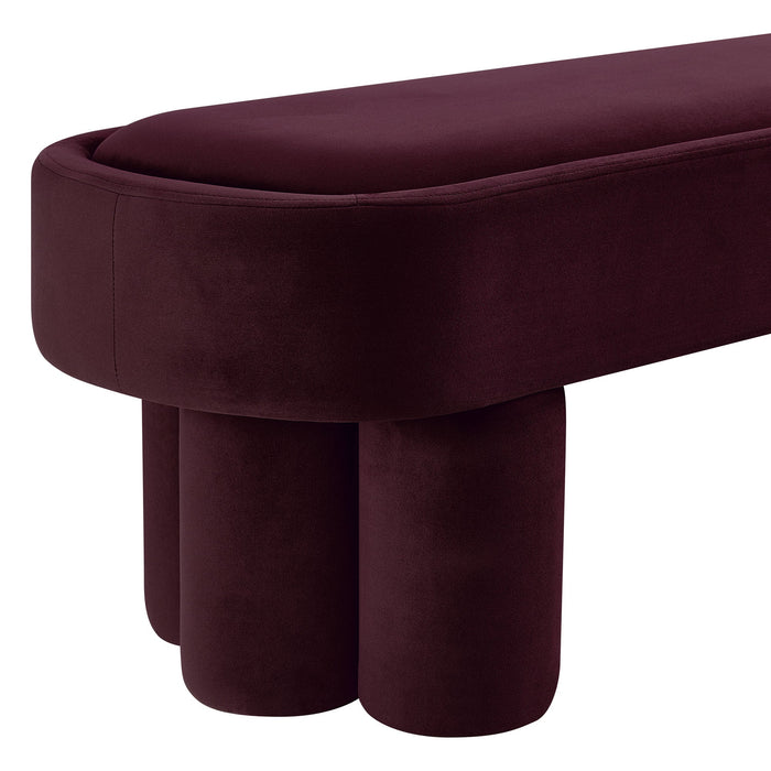 Mossi Oval Performance Velvet Accent Bench Mulberry