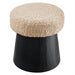 Ketra Round Faux Shearling Ottoman Footstool Oatmeal Black