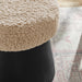 Ketra Round Faux Shearling Ottoman Footstool Oatmeal Black
