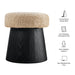 Ketra Round Faux Shearling Ottoman Footstool Oatmeal Black