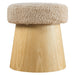 Ketra Round Faux Shearling Ottoman Footstool Oatmeal Oak