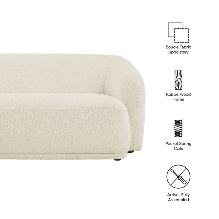 Monica 88 Inch Boucle Fabric Sofa Cream