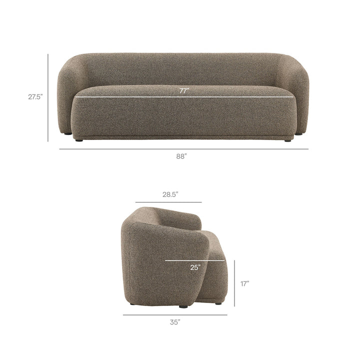 Monica 88 Inch Boucle Fabric Sofa Earth