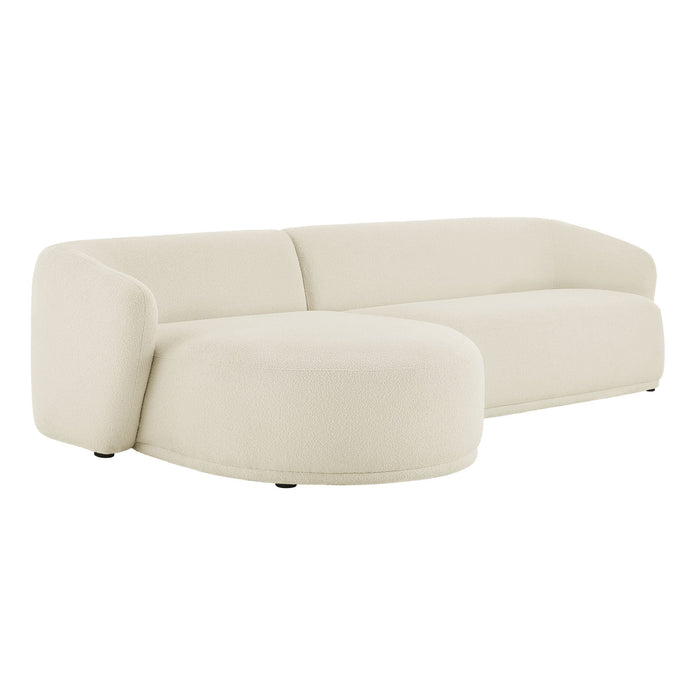 Monica 2 Piece Left Facing Boucle Fabric Modular Sofa with Chaise Cream