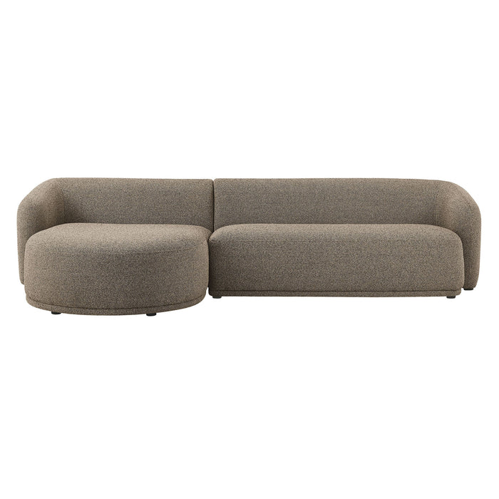 Monica 2 Piece Left Facing Boucle Fabric Modular Sofa with Chaise Earth