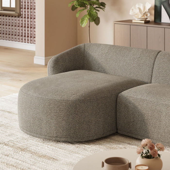 Monica 2 Piece Left Facing Boucle Fabric Modular Sofa with Chaise Earth