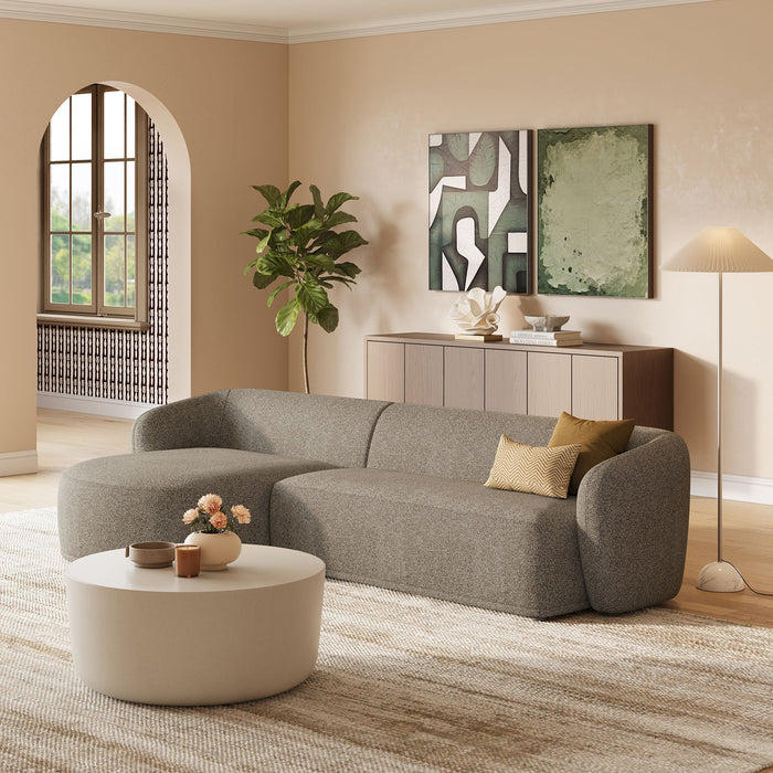 Monica 2 Piece Left Facing Boucle Fabric Modular Sofa with Chaise Earth
