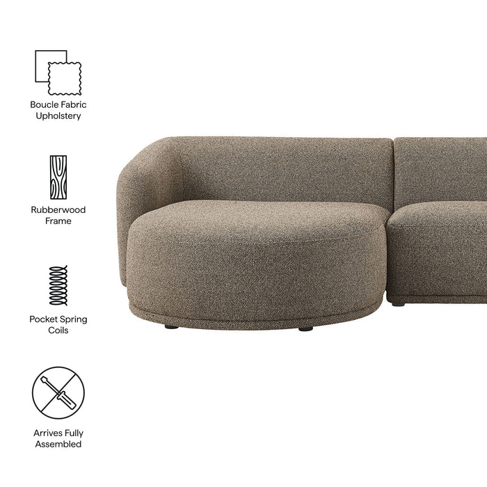 Monica 2 Piece Left Facing Boucle Fabric Modular Sofa with Chaise Earth