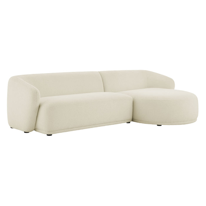 Monica 2 Piece Right Facing Boucle Fabric Modular Sofa with Chaise Cream