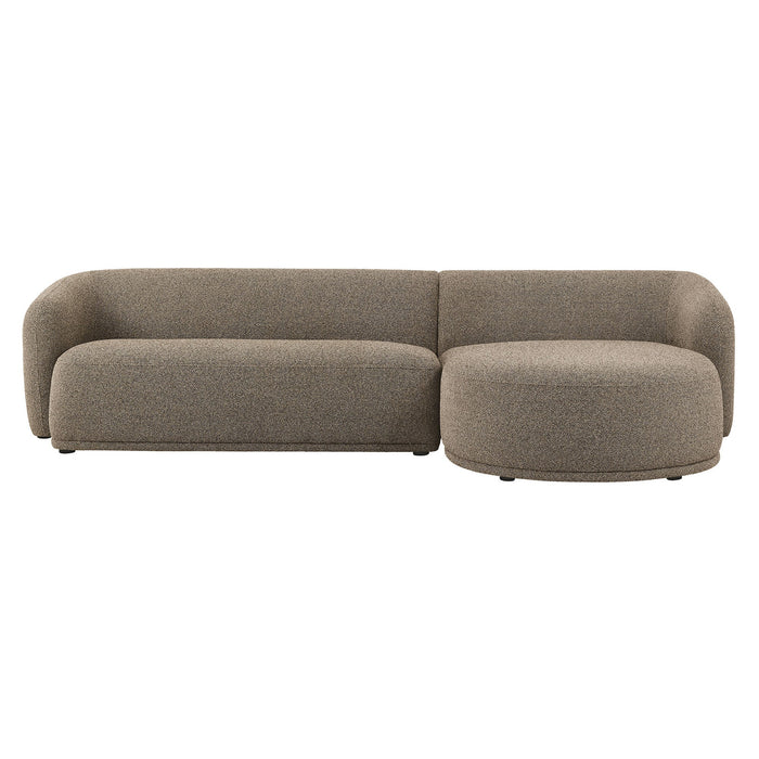 Monica 2 Piece Right Facing Boucle Fabric Modular Sofa with Chaise Earth