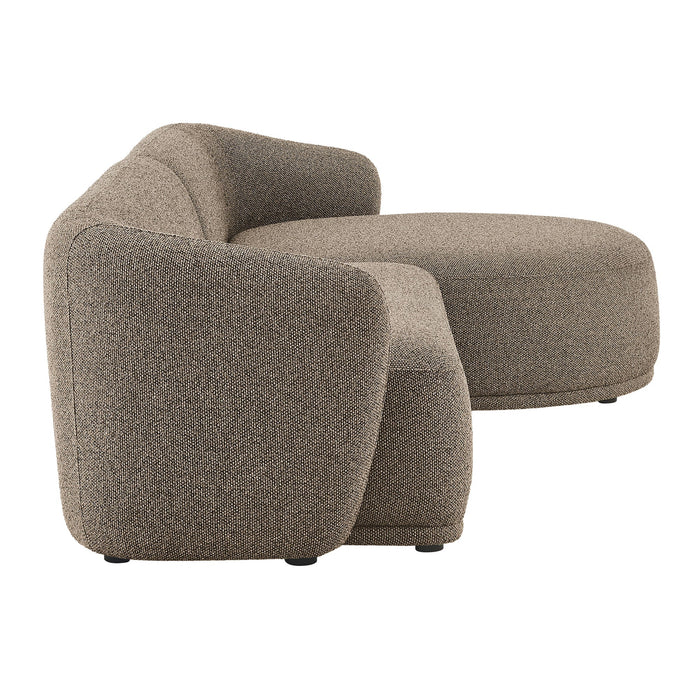 Monica 2 Piece Right Facing Boucle Fabric Modular Sofa with Chaise Earth