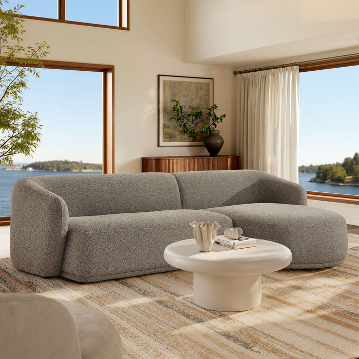 Monica 2 Piece Right Facing Boucle Fabric Modular Sofa with Chaise Earth