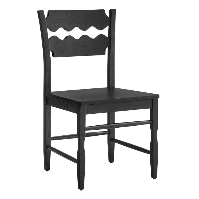 Jax Oak Wood Dining Chair With Wavy Razor Back Black