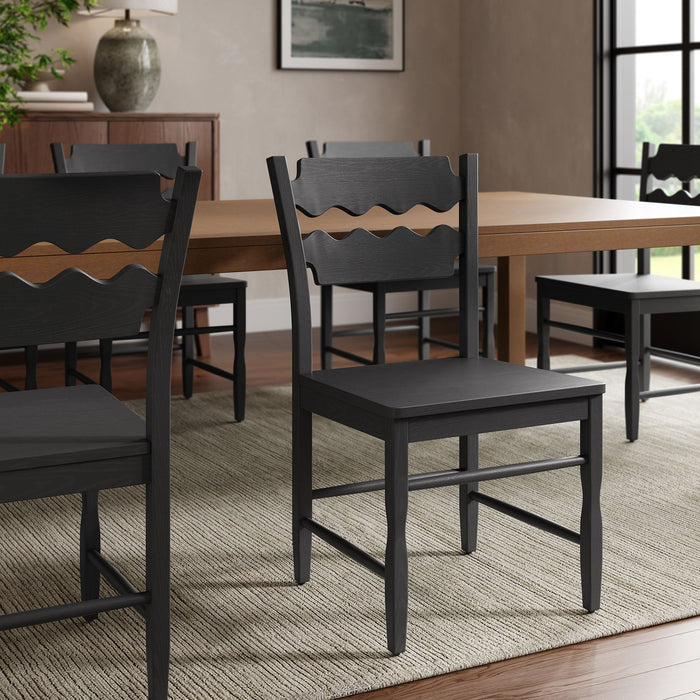 Jax Oak Wood Dining Chair With Wavy Razor Back Black