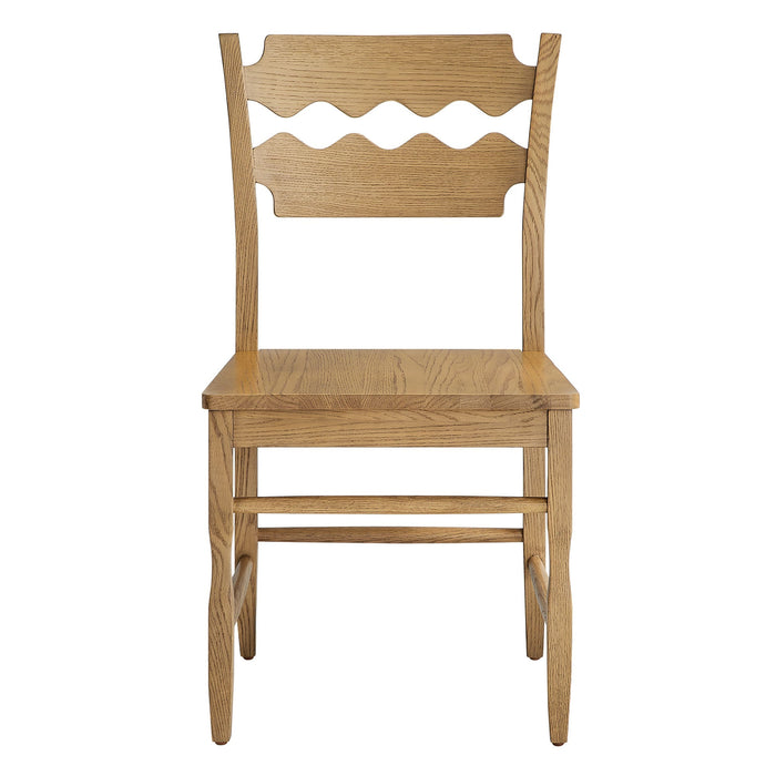 Jax Oak Wood Dining Chair With Wavy Razor Back Weathered Oak