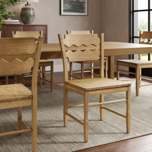 Jax Oak Wood Dining Chair With Wavy Razor Back Weathered Oak