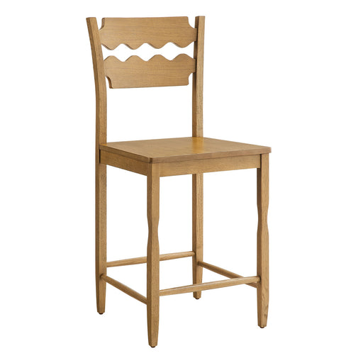 Jax Oak Wood Counter Stool With Wavy Razor Back Weathered Oak