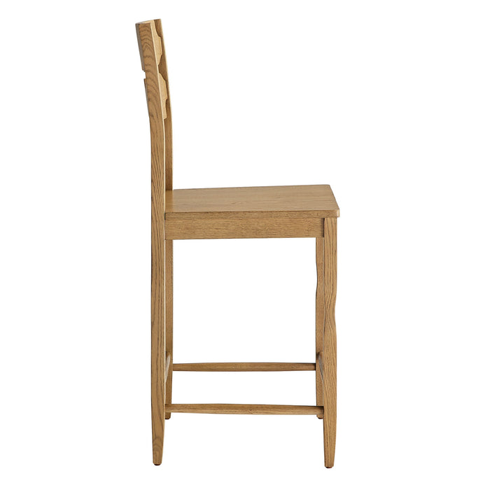 Jax Oak Wood Counter Stool With Wavy Razor Back Weathered Oak
