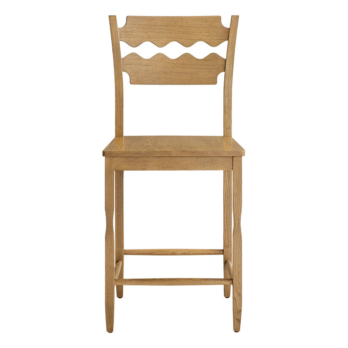 Jax Oak Wood Counter Stool With Wavy Razor Back Weathered Oak