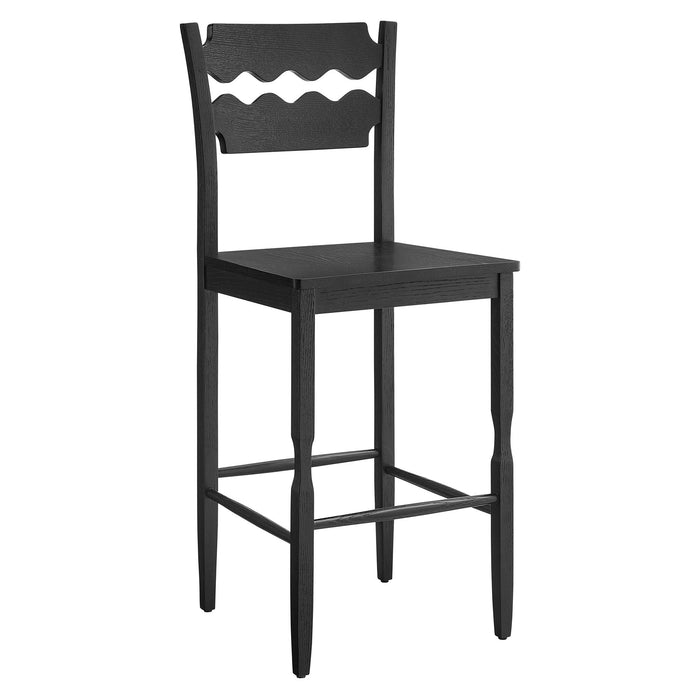 Jax Oak Wood Bar Stool With Wavy Razor Back Black
