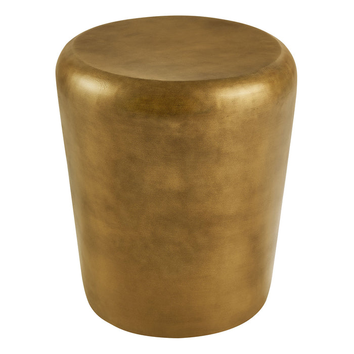 Modway Ingot 16 Inch Brass Finish Round Side Table in Brass - angled view
