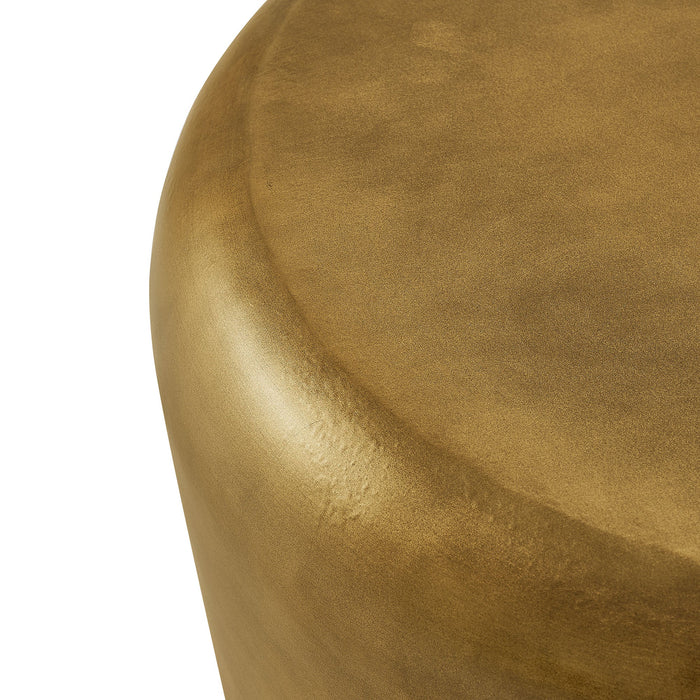 Modway Ingot 16 Inch Brass Finish Round Side Table in Brass - side view