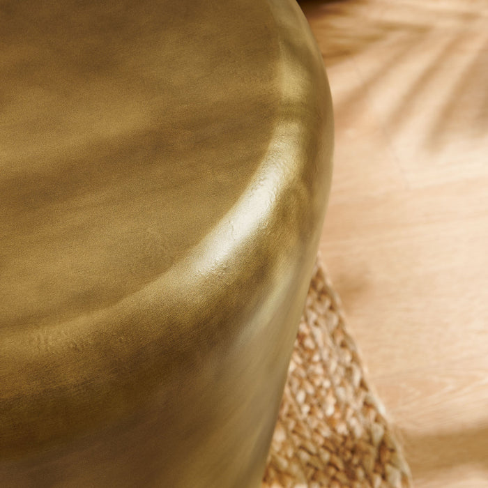 Modway Ingot 16 Inch Brass Finish Round Side Table in Brass - detail view
