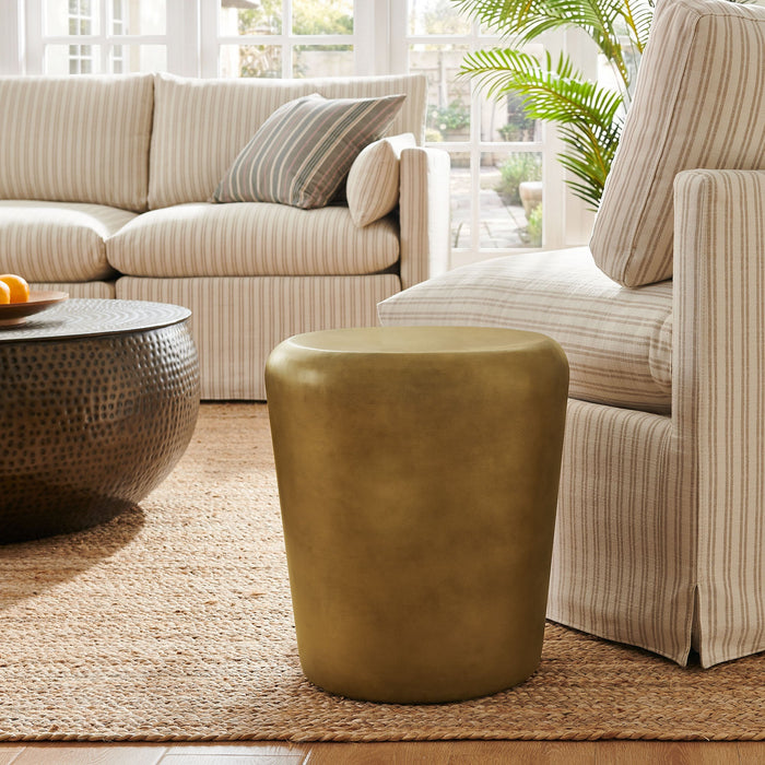 Modway Ingot 16 Inch Brass Finish Round Side Table in Brass - lifestyle view