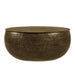 Modway Tobin 35 Inch Hammered Metal Round Drum Coffee Table in Antique Brass - front view