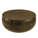 Modway Tobin 35 Inch Hammered Metal Round Drum Coffee Table in Antique Brass - angled view