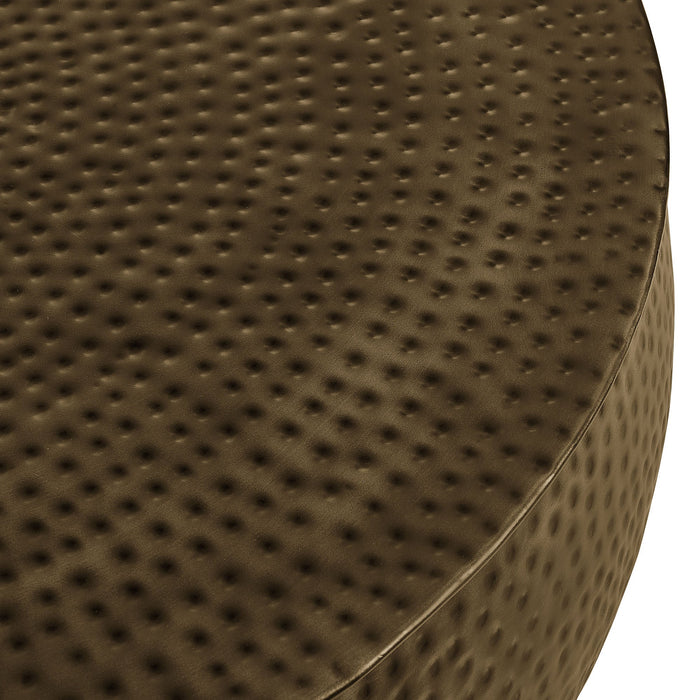 Modway Tobin 35 Inch Hammered Metal Round Drum Coffee Table in Antique Brass - side view