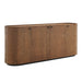 Aven 71.5 Inch Oval Chiseled Wood Sideboard Buffet Cabinet with Hammered Effect Walnut