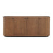 Aven 71.5 Inch Oval Chiseled Wood Sideboard Buffet Cabinet with Hammered Effect Walnut