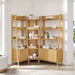 Bixby 3 Piece Corner Bookshelf Set With Wide and Narrow Bookshelves Oak