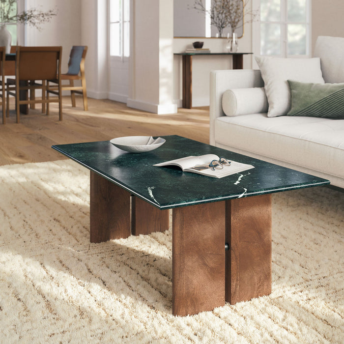 Modway Amistad Marble Coffee Table in Walnut Green Marble - lifestyle view 10