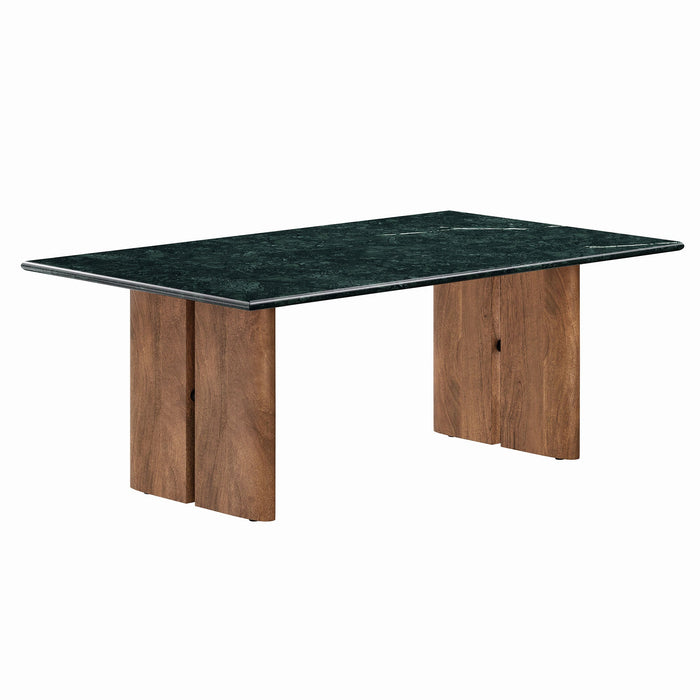 Modway Amistad Marble Coffee Table in Walnut Green Marble - front view