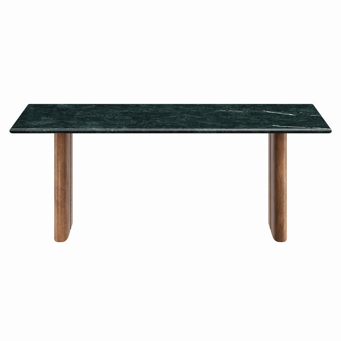 Modway Amistad Marble Coffee Table in Walnut Green Marble - side view