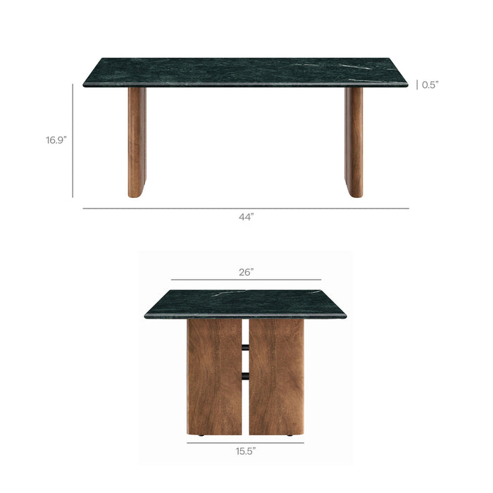 Modway Amistad Marble Coffee Table in Walnut Green Marble - dimensions and specifications 12
