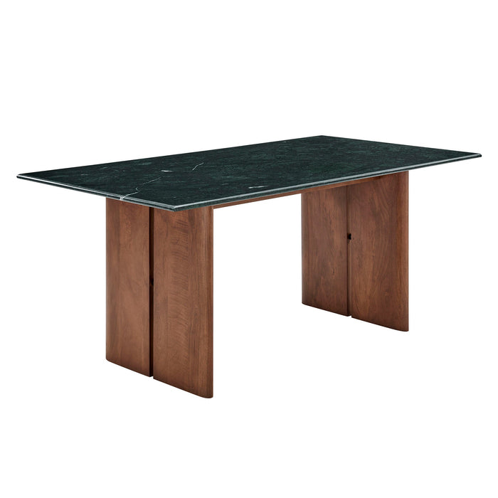 Modway Amistad 72 Inch Marble Dining Table in Walnut Green Marble - front view